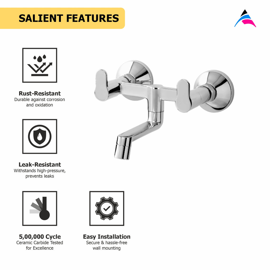 Asiatique Wall Mixer Non-Telephonic Wall Mounted (P-014),Perlato Series Premium Faucets & Mixers