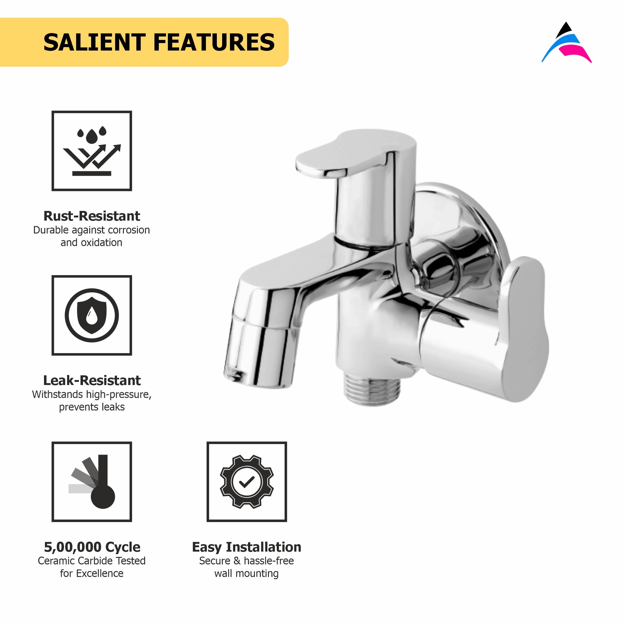 Asiatique S/L Basin Mixer Wall Mounted Upper Part  (P-015),Perlato Series Premium Faucets & Mixers