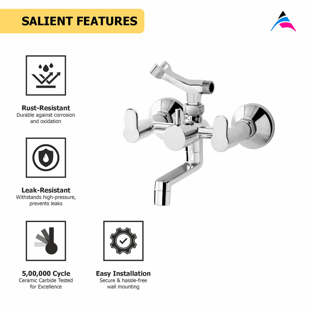 Asiatique Wall Mixer Telephonic with Crutch ARR of Tele. Shower (P-016),Perlato Series Premium Faucets & Mixers