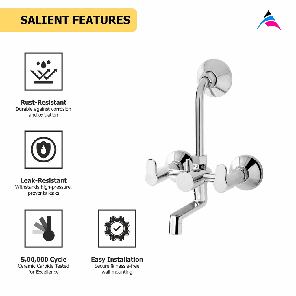 Asiatique Wall Mixer Telephonic with 'L' Bend for ARR .of O/H Shower (P-017),Perlato Series Premium Faucets & Mixers
