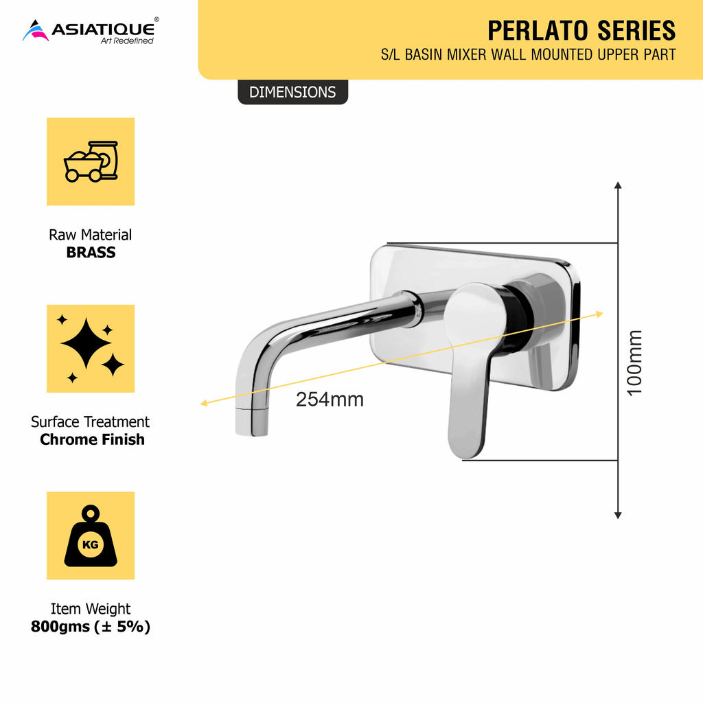 Asiatique S/L Basin Mixer Wall Mounted Upper Part  (P-019U),Perlato Series Premium Faucets & Mixers