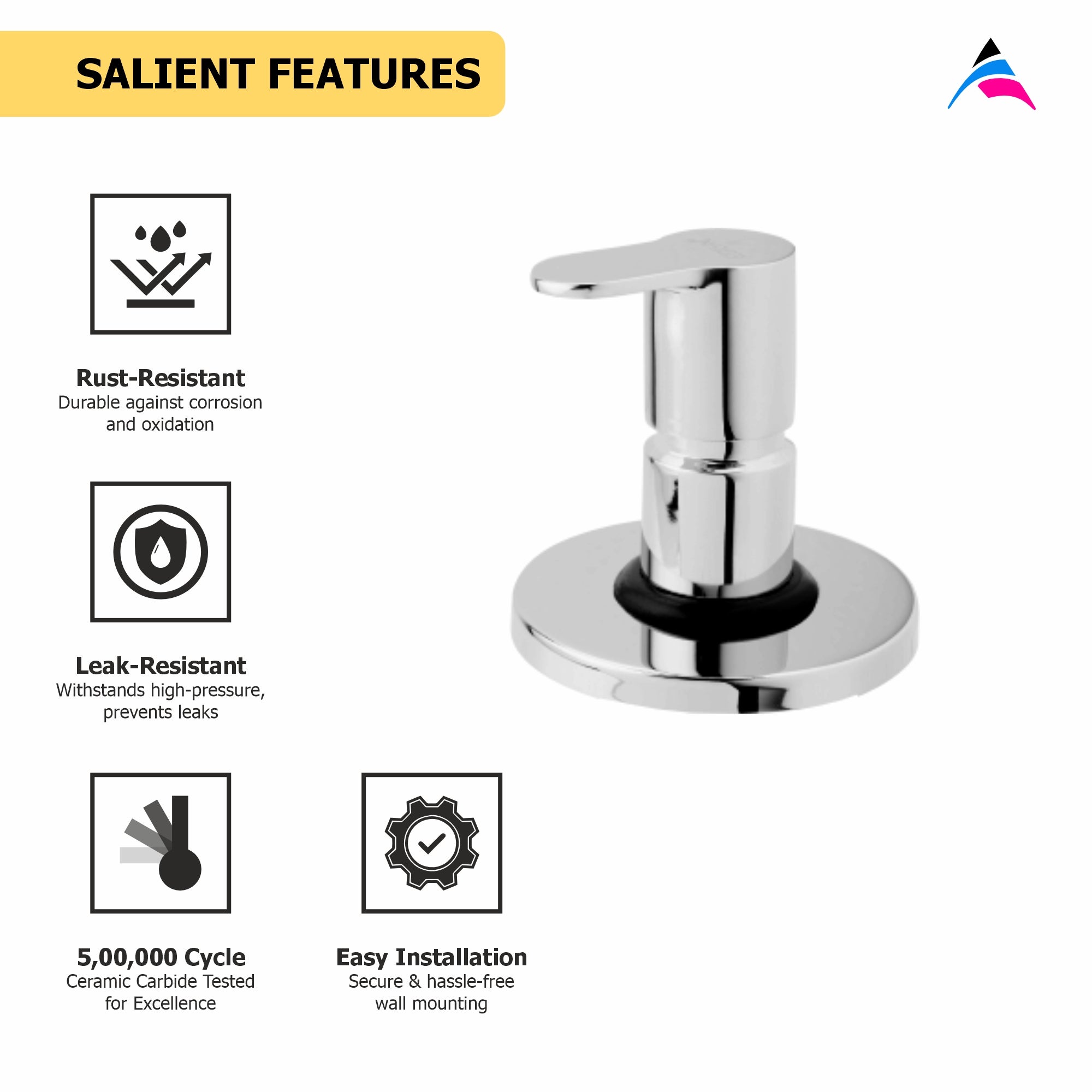 Asiatique Upper Parts Kit Glassy ,Flange & Flush Handle For Con & Flush Cock (P-021U),Perlato Series Premium Faucets & Mixers