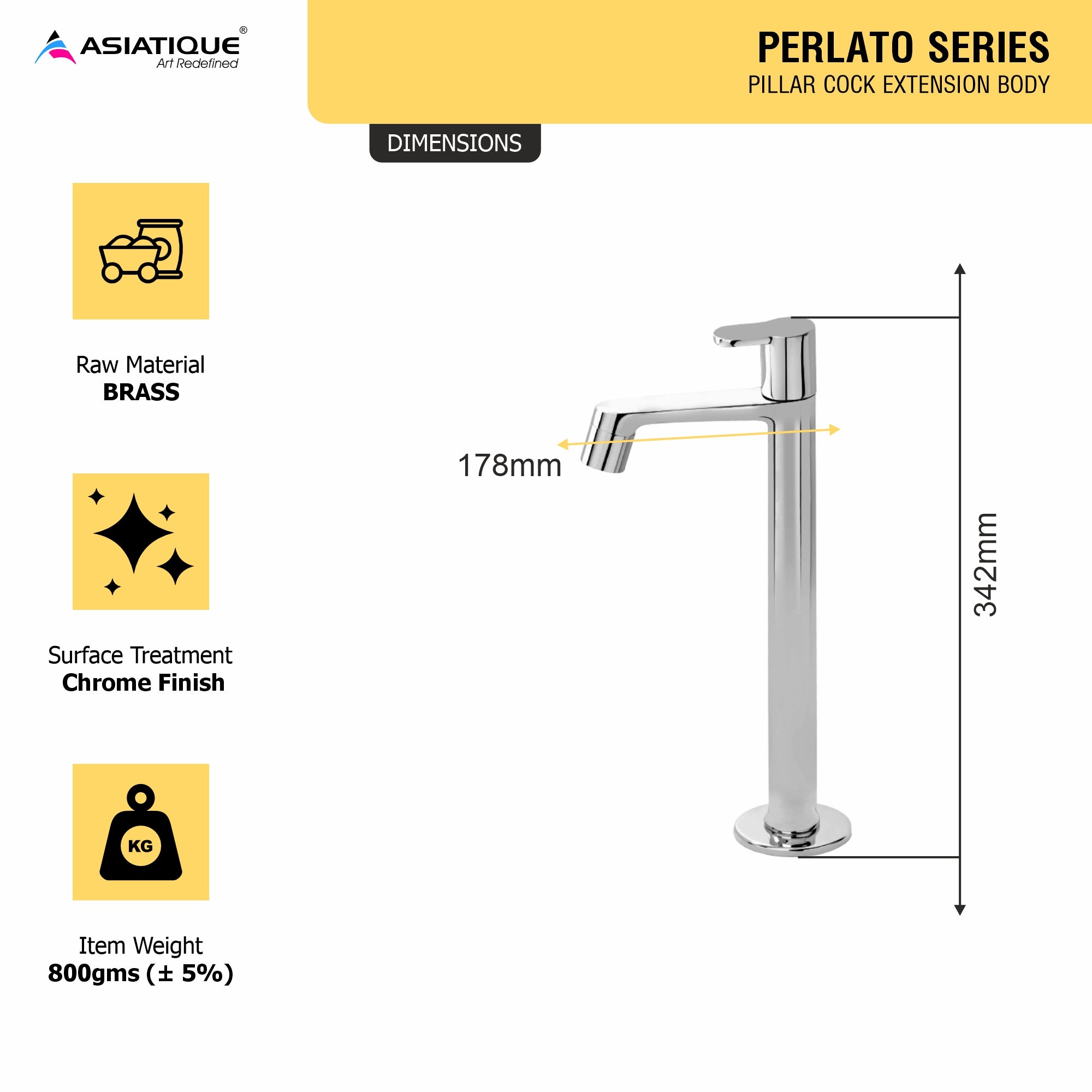 Asiatique Pillar Cock Extension Body  (P-023),Perlato Series Premium Faucets & Mixers