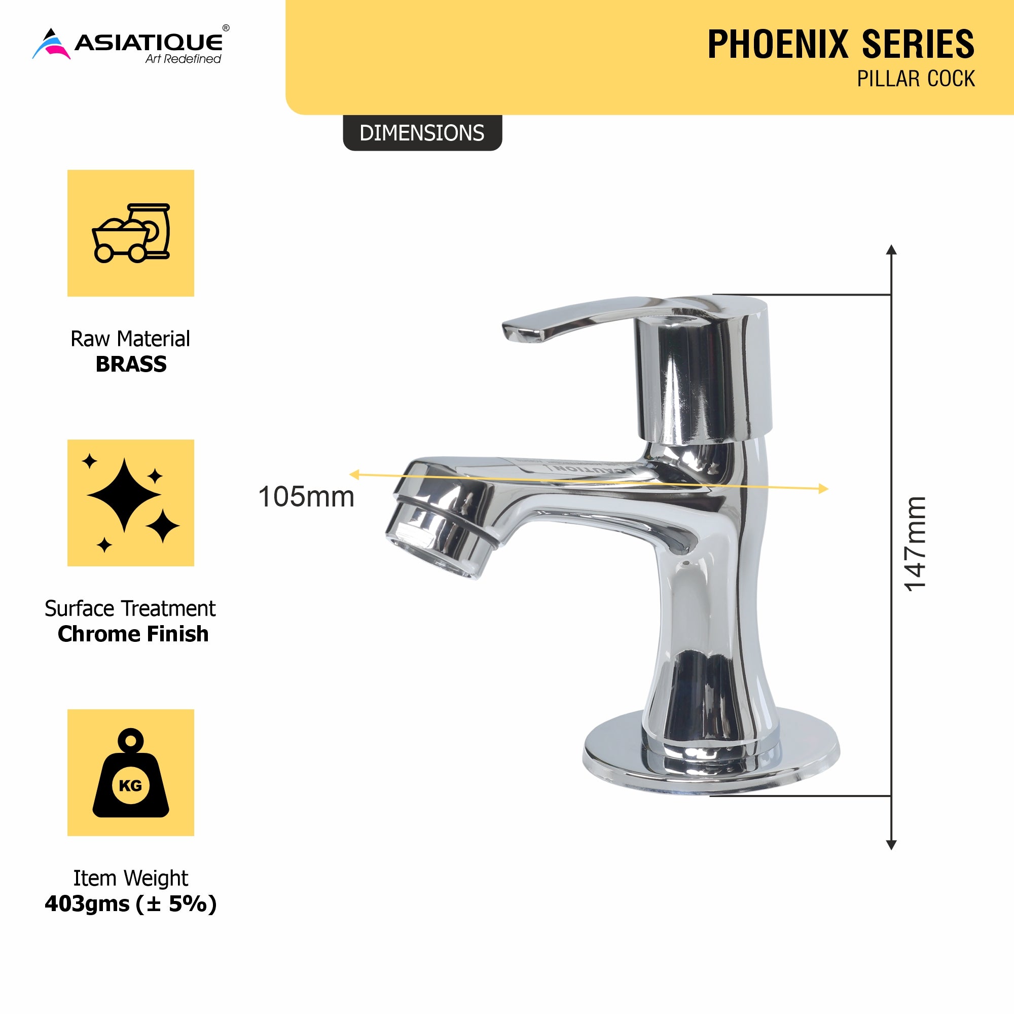 Asiatique  Pillar Cock (PH-000), Phoenix Series Premium Faucets & Mixers