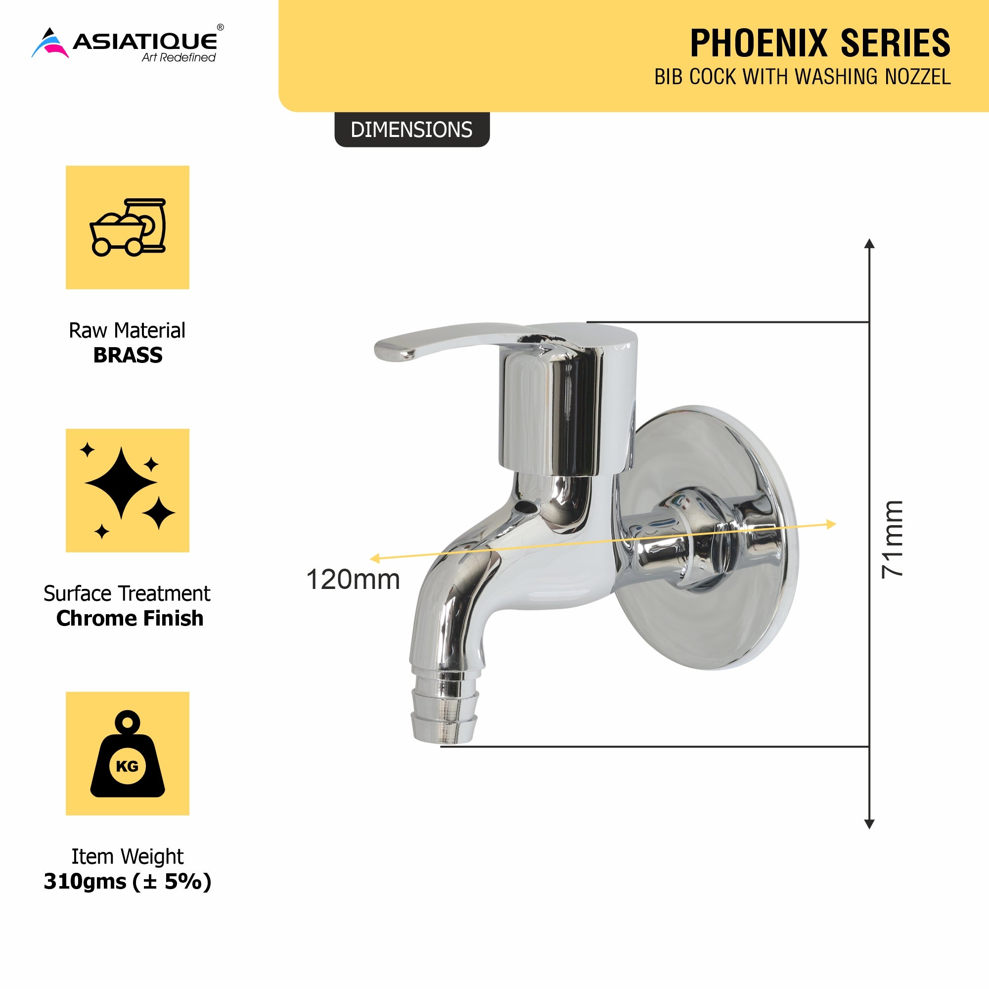 Asiatique  Bib Cock With Washing Nozzle (PH-003N), Phoenix Series Premium Faucets & Mixers