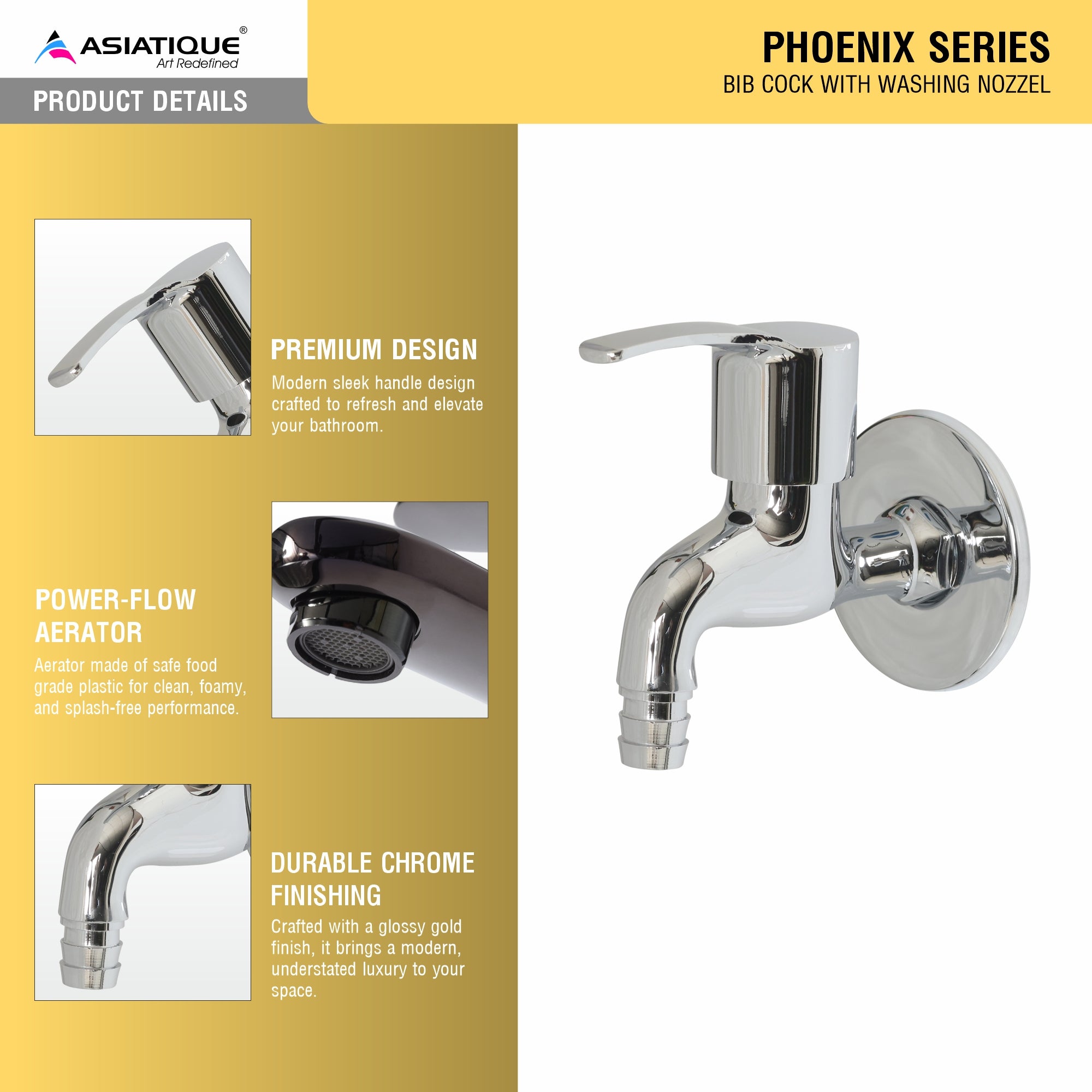 Asiatique  Bib Cock With Washing Nozzle (PH-003N), Phoenix Series Premium Faucets & Mixers
