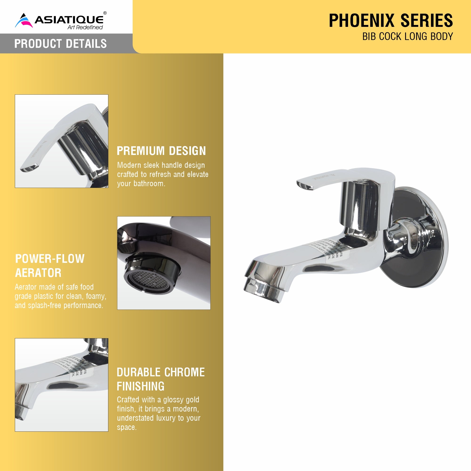 Asiatique  Bib Cock Long Body  (PH-004), Phoenix Series Premium Faucets & Mixers
