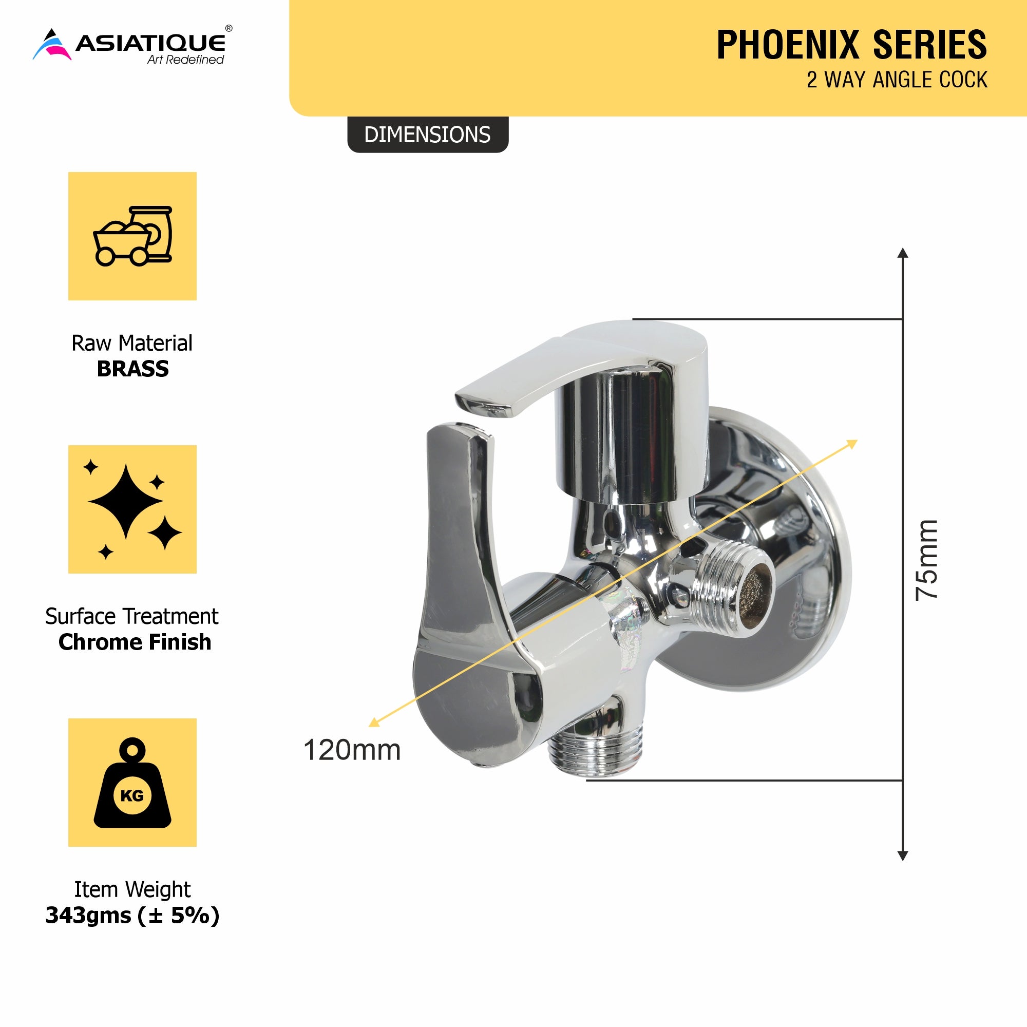 Asiatique 2 Way Angle Cock (PH-005TW), Phoenix Series Premium Faucets & Mixers