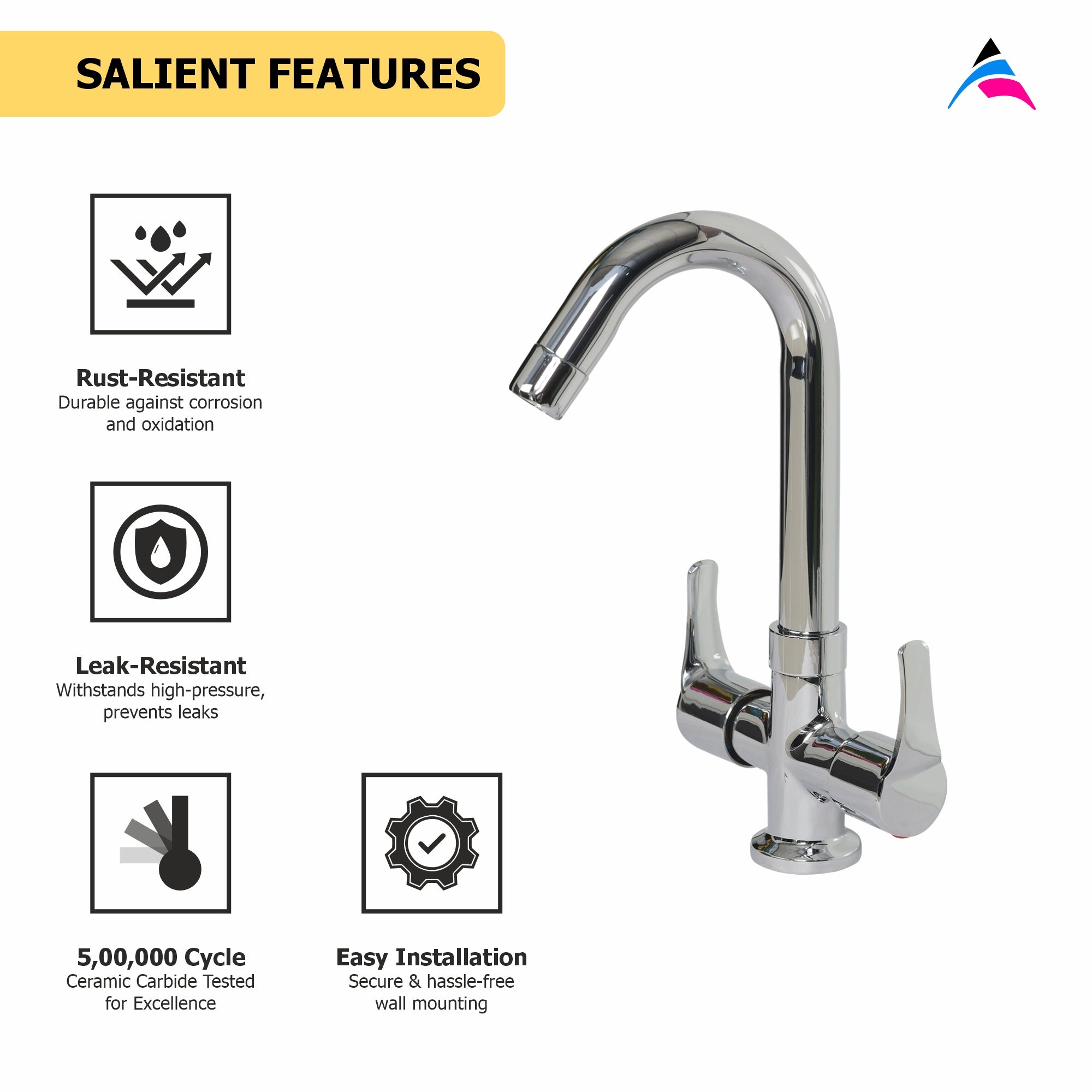 Asiatique C/H Basin Mixer 'J' Spout (PH-011), Phoenix Series Premium Faucets & Mixers
