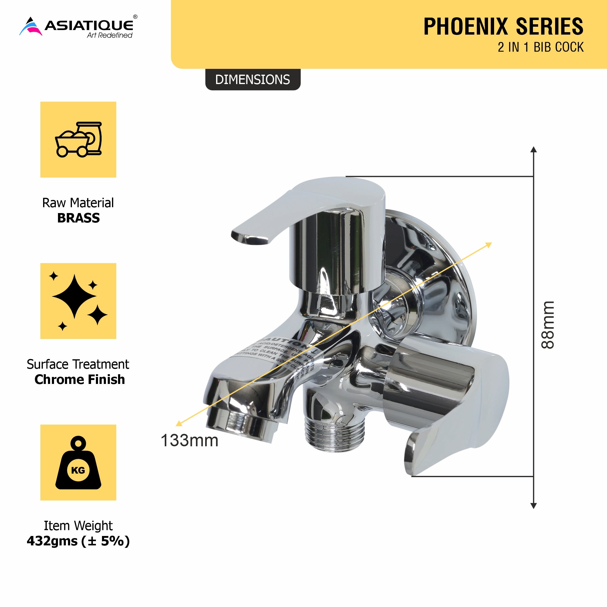 Asiatique 2 in 1 Bib Cock (PH-015), Phoenix Series Premium Faucets & Mixers