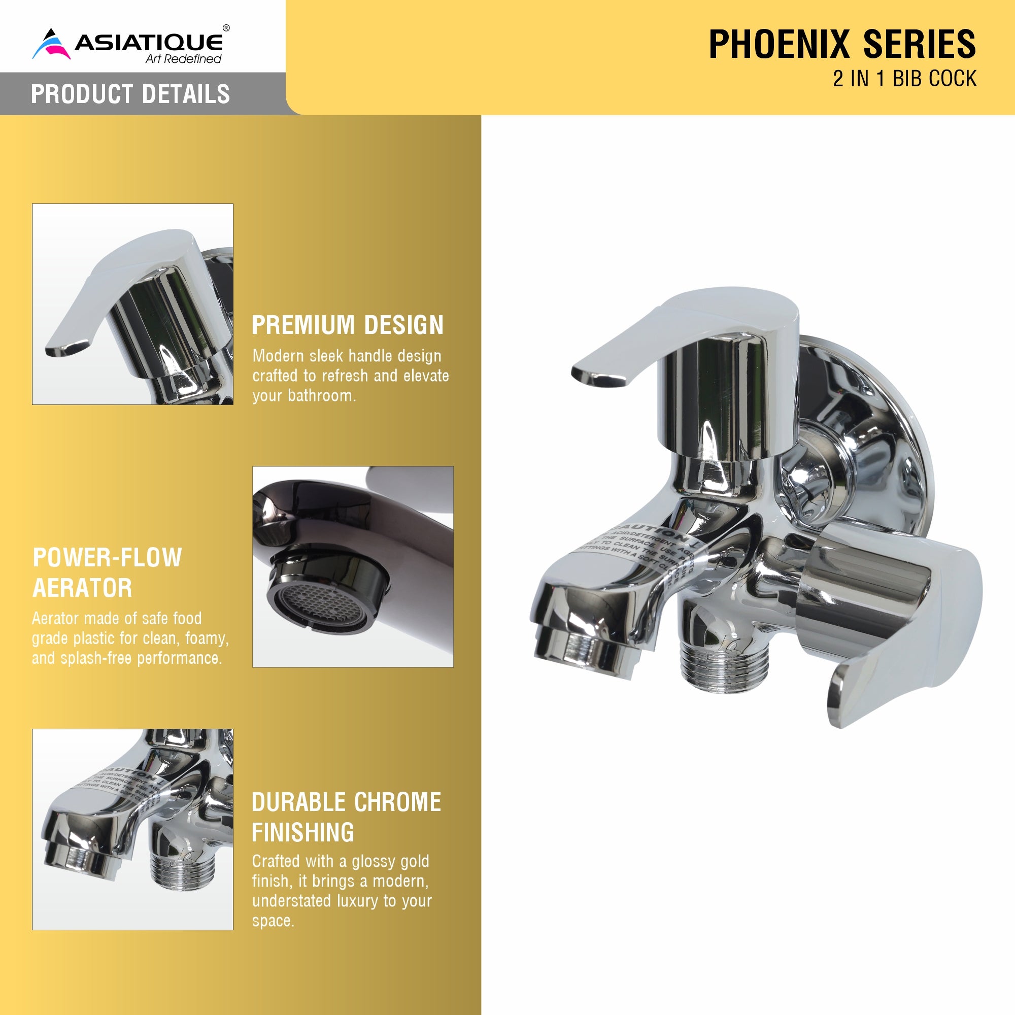 Asiatique 2 in 1 Bib Cock (PH-015), Phoenix Series Premium Faucets & Mixers
