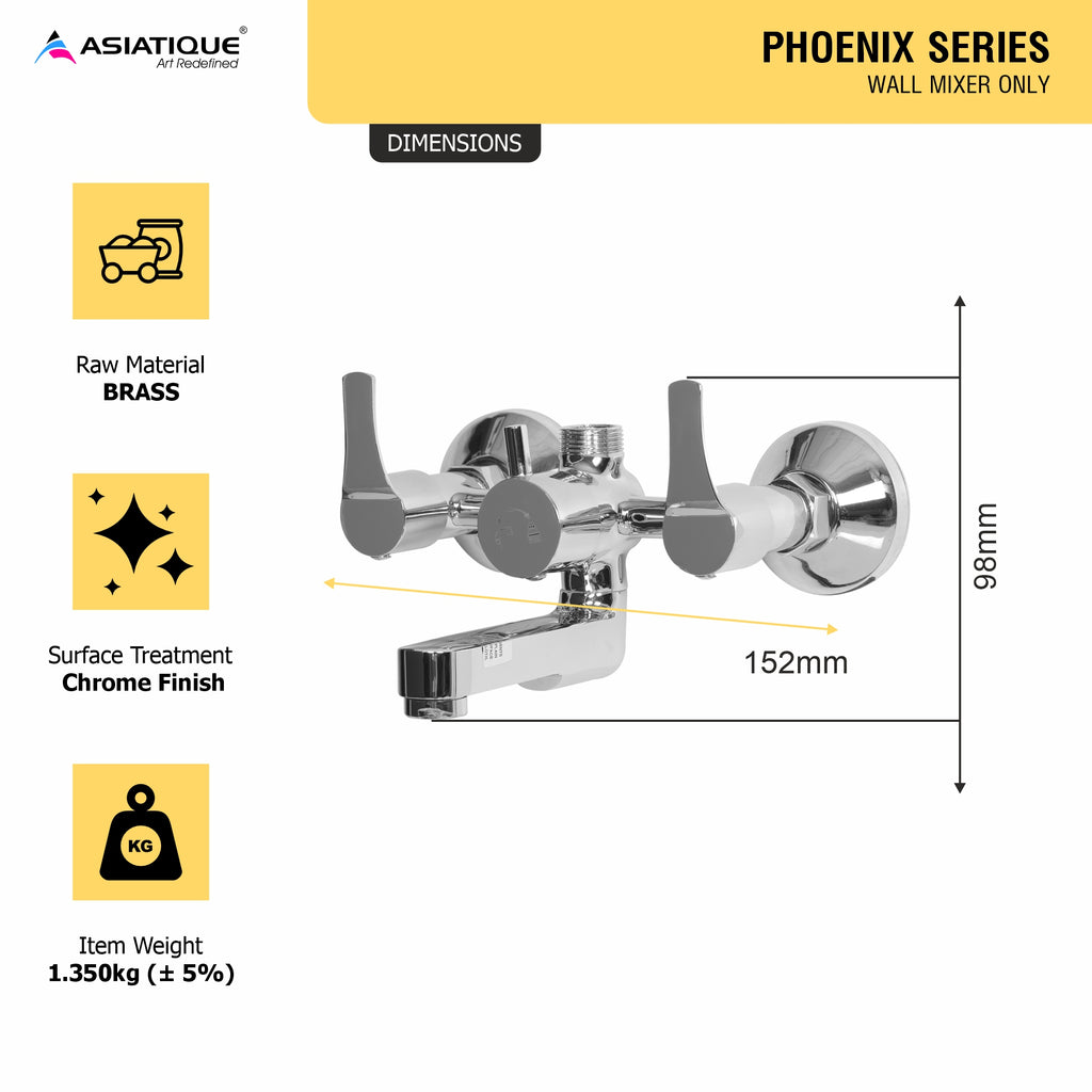 Asiatique Wall Mixer only (PH-017), Phoenix Series Premium Faucets & Mixers