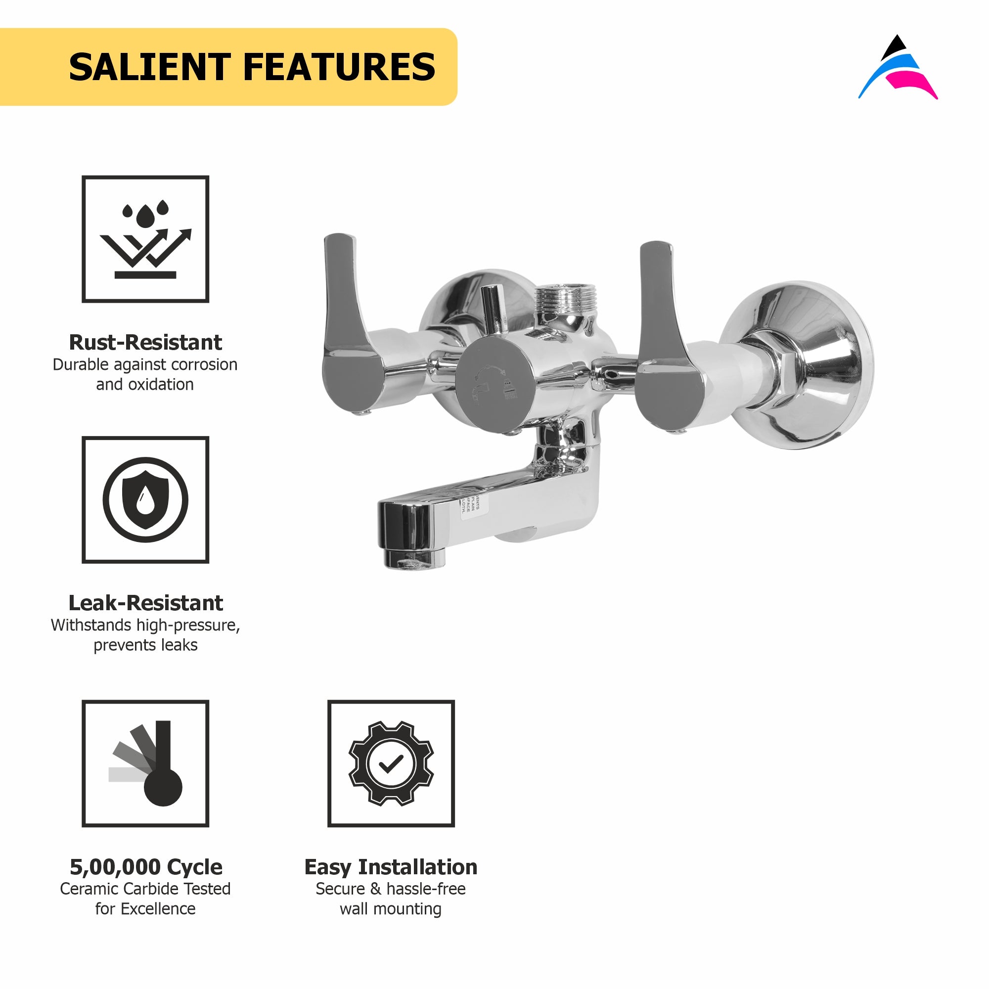 Asiatique Wall Mixer only (PH-017), Phoenix Series Premium Faucets & Mixers