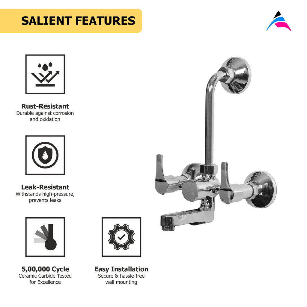Asiatique Wall Mixer With ‘L’ Bend (PH-017L), Phoenix Series Premium Faucets & Mixers
