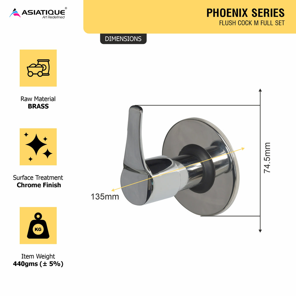 Asiatique Flush Cock M Full set 25mm (PH-021), Phoenix Series Premium Faucets & Mixers
