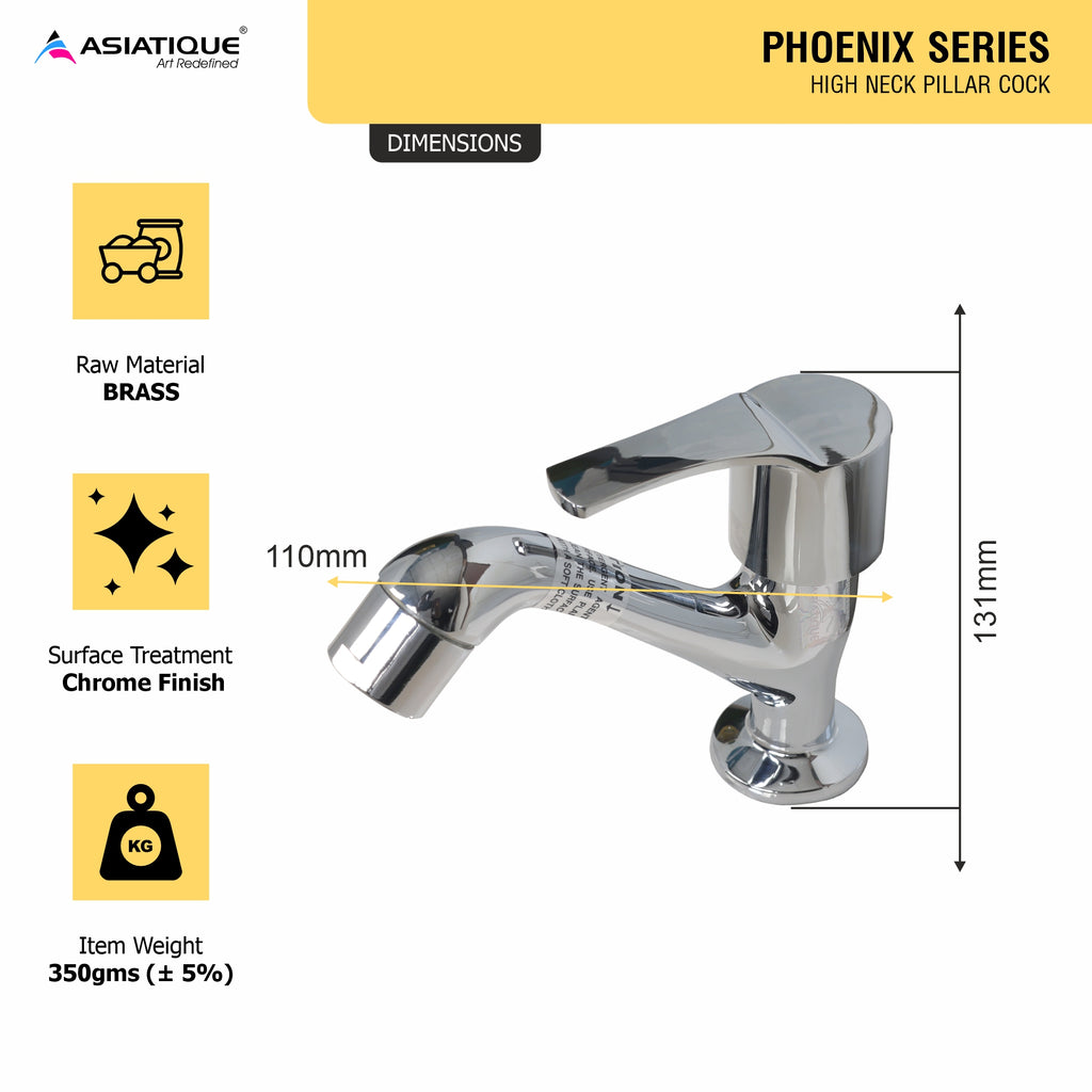 Asiatique High Neck Pillar  Cock (PH-029), Phoenix Series Premium Faucets & Mixers