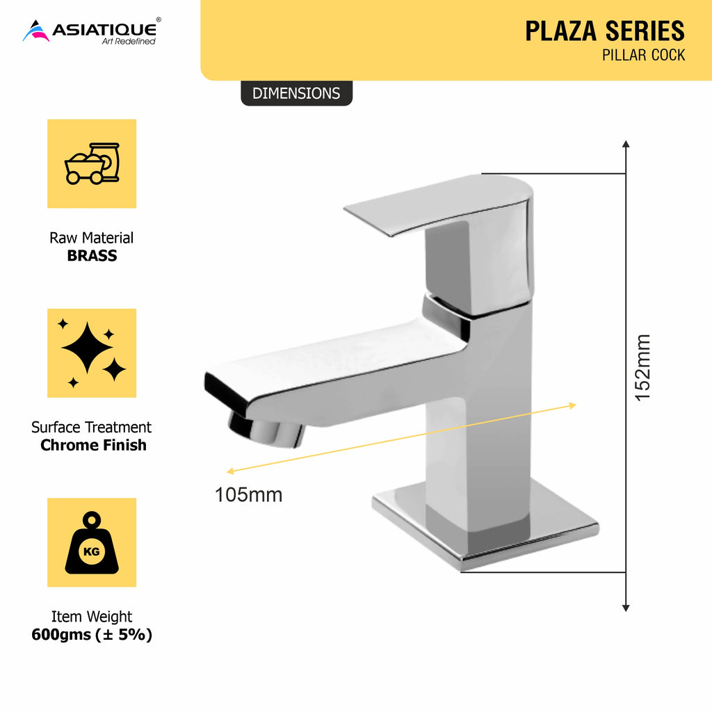 Asiatique Pillar Cock (PL-000), Plaza Series Bathroom Faucets & Mixers | Premium Brass Tap Collection