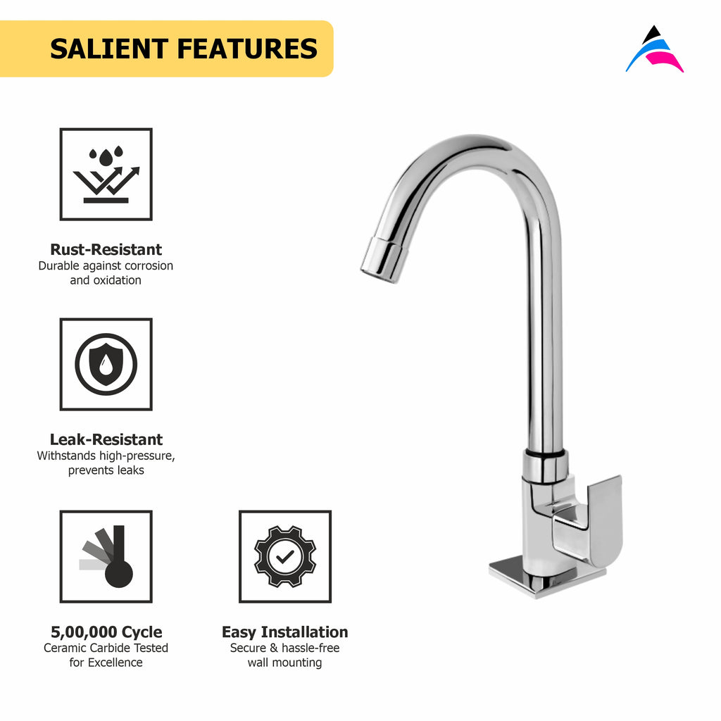 Asiatique Pillar Cock With Swivel 'J' Spout (PL-002), Plaza Series Bathroom Faucets & Mixers | Premium Brass Tap Collection
