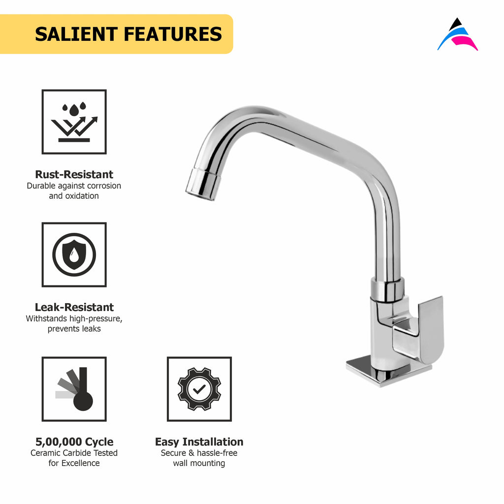 Asiatique Pillar Cock With Extended Swivel Spout (PL-002EX), Plaza Series Bathroom Faucets & Mixers | Premium Brass Tap Collection