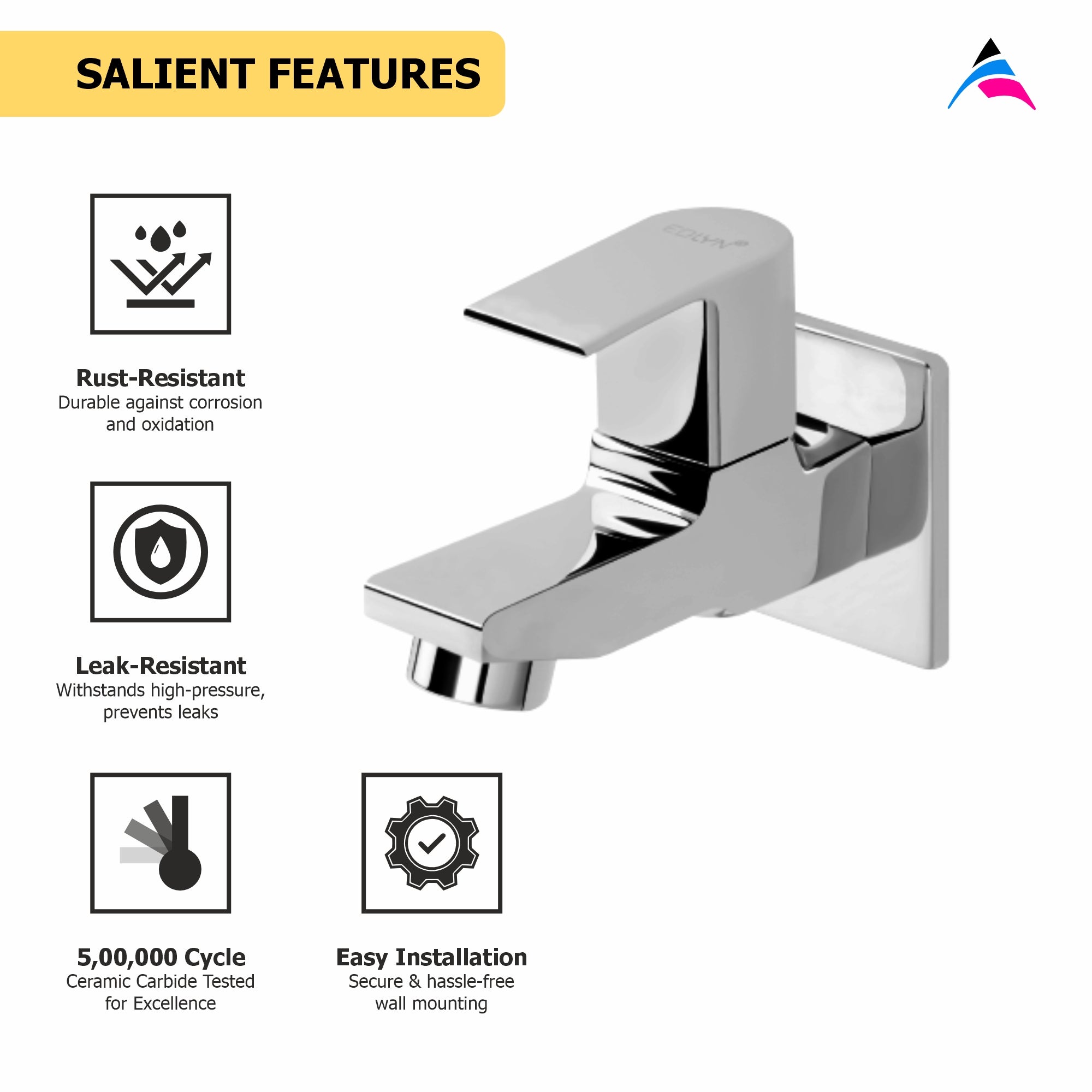 Asiatique Bib Cock With Wall Flange (PL-003), Plaza Series Bathroom Faucets & Mixers | Premium Brass Tap Collection
