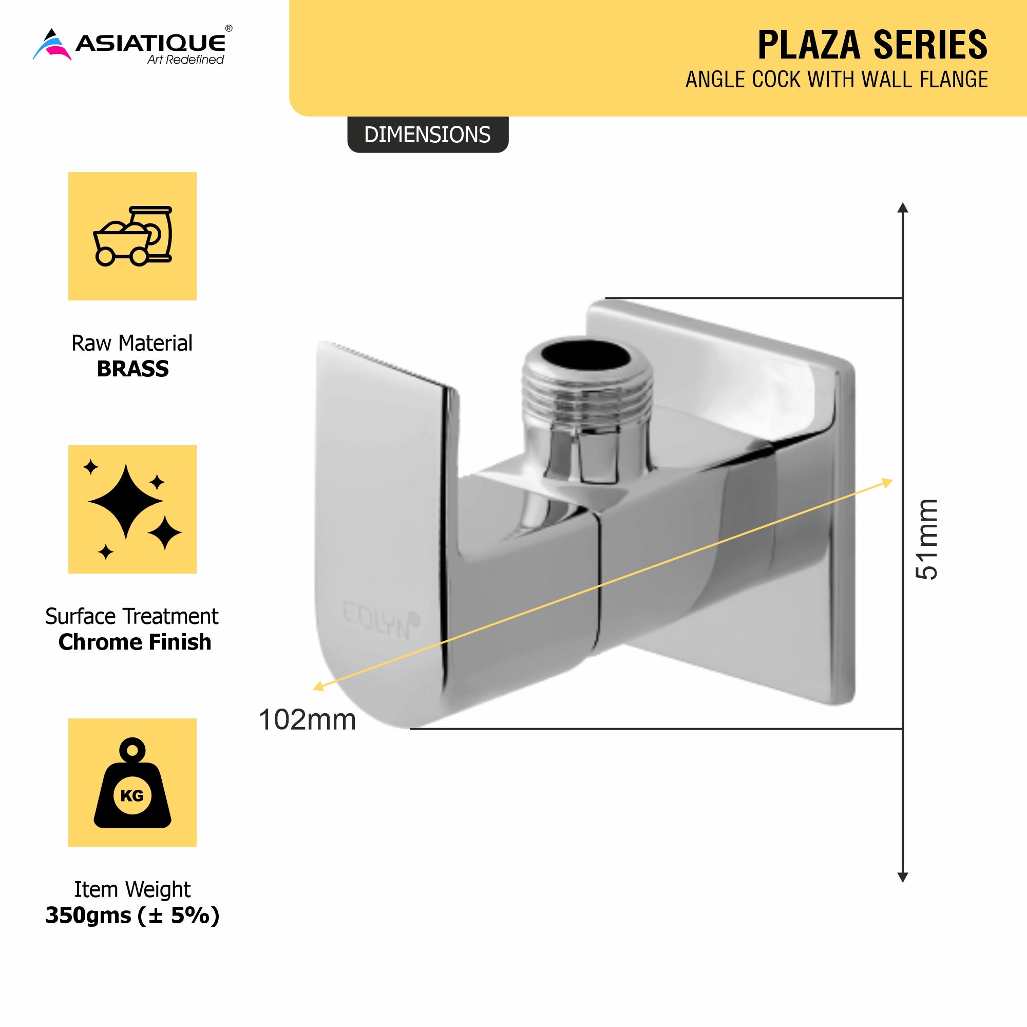 Asiatique Angle Cock With Wall Flange (PL-005), Plaza Series Bathroom Faucets & Mixers | Premium Brass Tap Collection