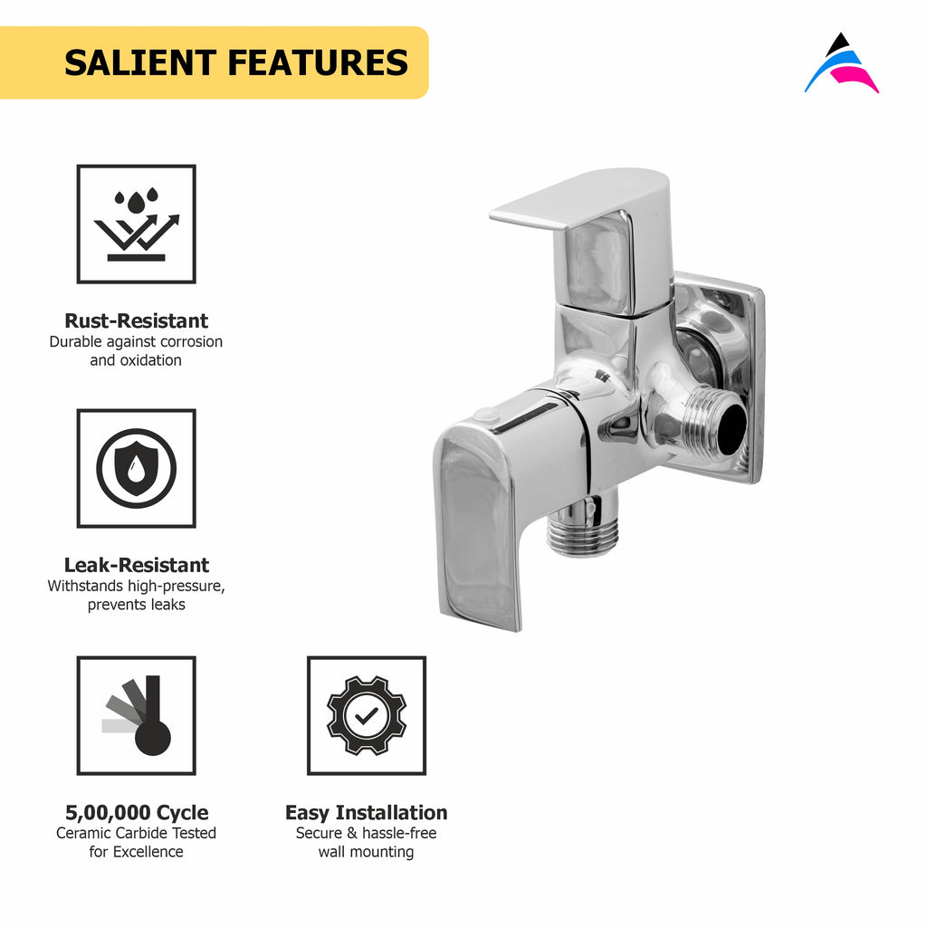 Asiatique 2 Way Angle Cock With Wall Flange (PL-005TW), Plaza Series Bathroom Faucets & Mixers | Premium Brass Tap Collection