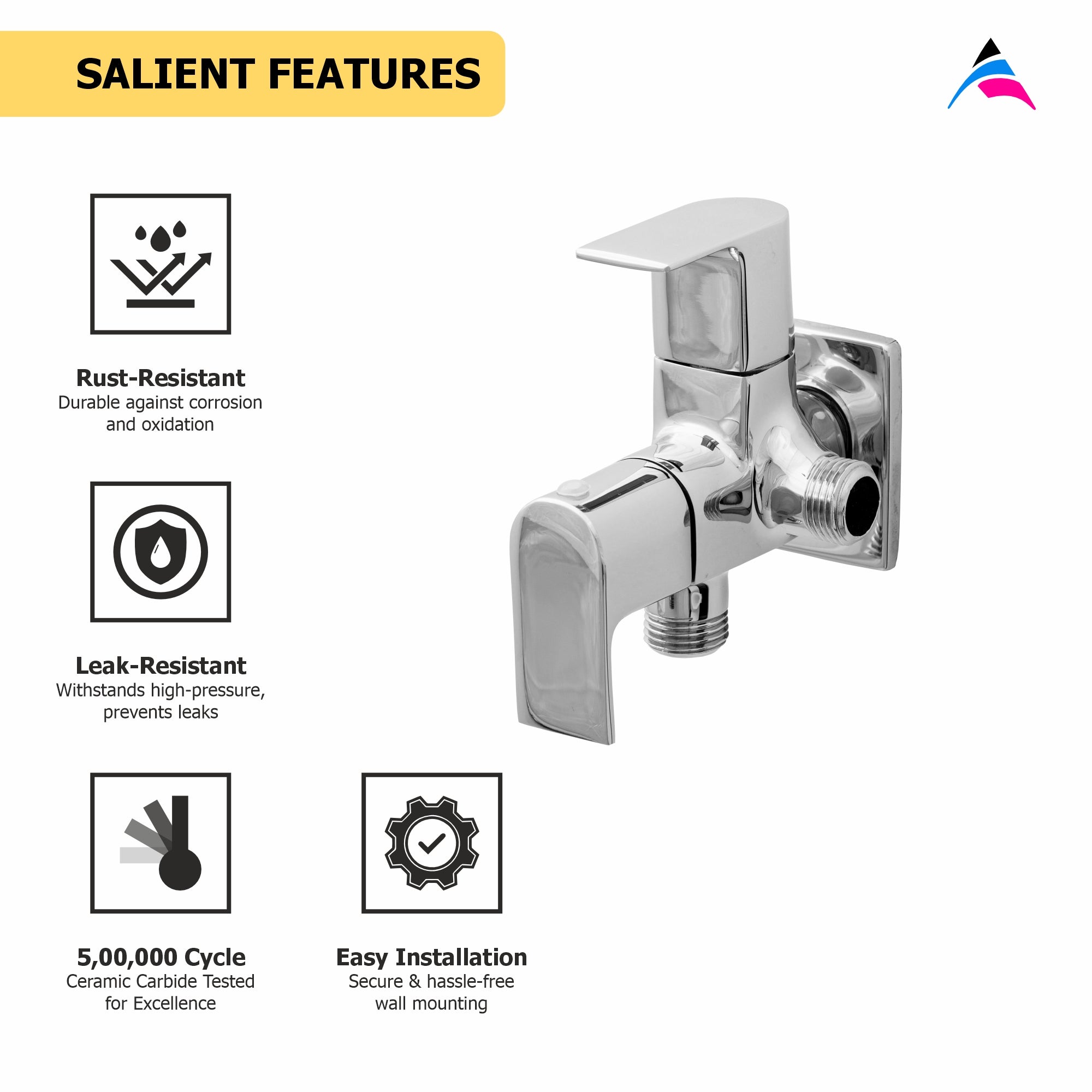 Asiatique 2 Way Angle Cock With Wall Flange (PL-005TW), Plaza Series Bathroom Faucets & Mixers | Premium Brass Tap Collection