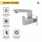 Asiatique Sink Cock With Swivel Casted Spout Wall Mounted Flange (PL-007), Plaza Series Bathroom Faucets & Mixers | Premium Brass Tap Collection