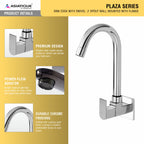 Asiatique Sink Cock With Swivel 'J' Spout Wall Mounted With Flange (PL-008), Plaza Series Bathroom Faucets & Mixers | Premium Brass Tap Collection