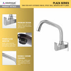 Asiatique Sink Cock With Extended Swivel Spout Wall Mounted With Flange (PL-008EX), Plaza Series Bathroom Faucets & Mixers | Premium Brass Tap Collection