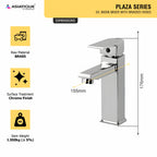 Asiatique S/L Basin Mixer With Braided Hoses (PL-009), Plaza Series Bathroom Faucets & Mixers | Premium Brass Tap Collection
