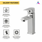 Asiatique S/L Basin Mixer With Braided Hoses (PL-009), Plaza Series Bathroom Faucets & Mixers | Premium Brass Tap Collection