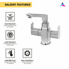 Asiatique C/H Basin Mixer With Swivel Casted Spout  (PL-010), Plaza Series Bathroom Faucets & Mixers | Premium Brass Tap Collection
