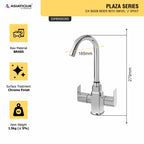 Asiatique C/H Basin Mixer With Swivel 'J' Spout (PL-0011), Plaza Series Bathroom Faucets & Mixers | Premium Brass Tap Collection