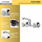 Asiatique Sink Mixer With Swivel Casted Spout Wall Mounted (PL-012), Plaza Series Bathroom Faucets & Mixers | Premium Brass Tap Collection