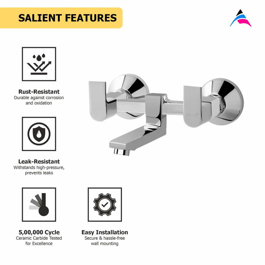 Asiatique Wall Mixer Non-Telephonic Wall Mounted (PL-014), Plaza Series Bathroom Faucets & Mixers | Premium Brass Tap Collection