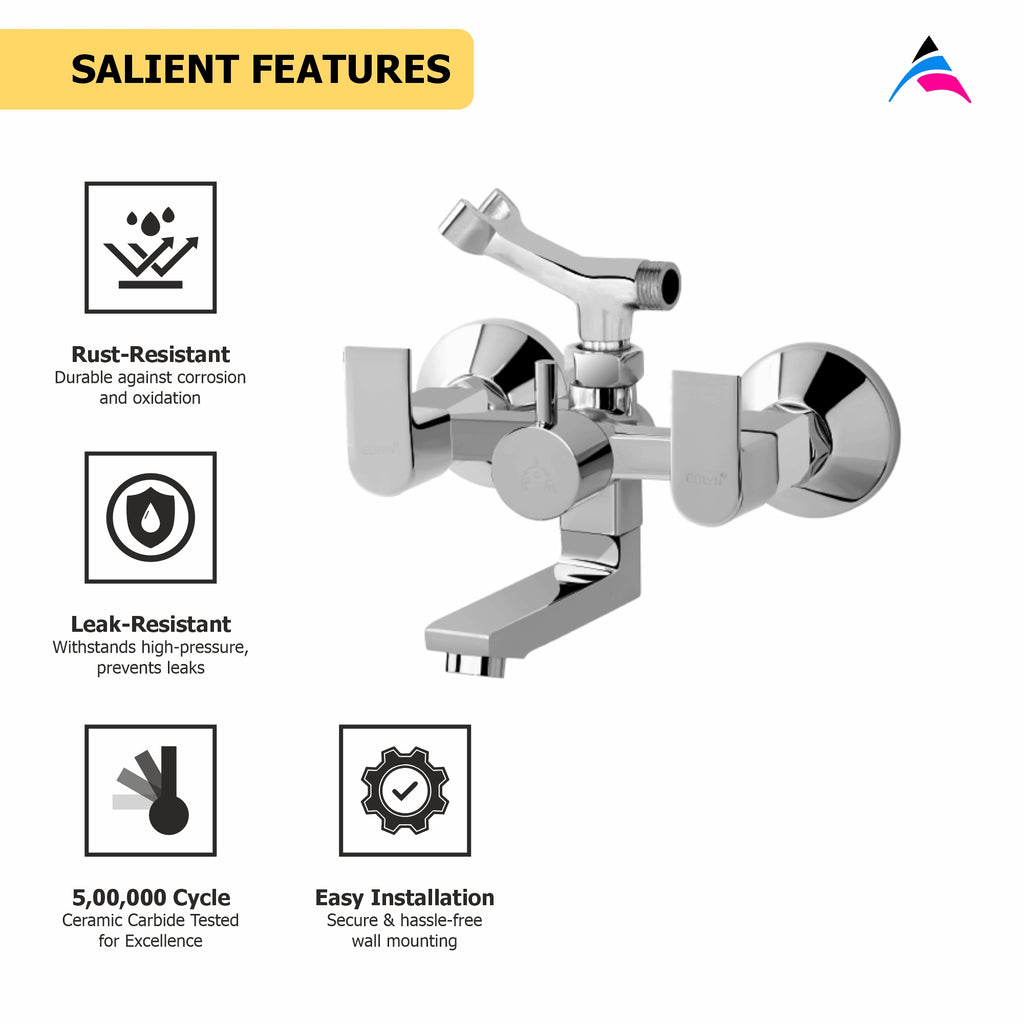 Asiatique Wall Mixer Telephonic With Crutch Arr. of Tele. Shower (PL-016), Plaza Series Bathroom Faucets & Mixers | Premium Brass Tap Collection