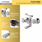 Asiatique Wall Mixer Telephonic With Crutch Arr. of Tele. Shower (PL-016), Plaza Series Bathroom Faucets & Mixers | Premium Brass Tap Collection