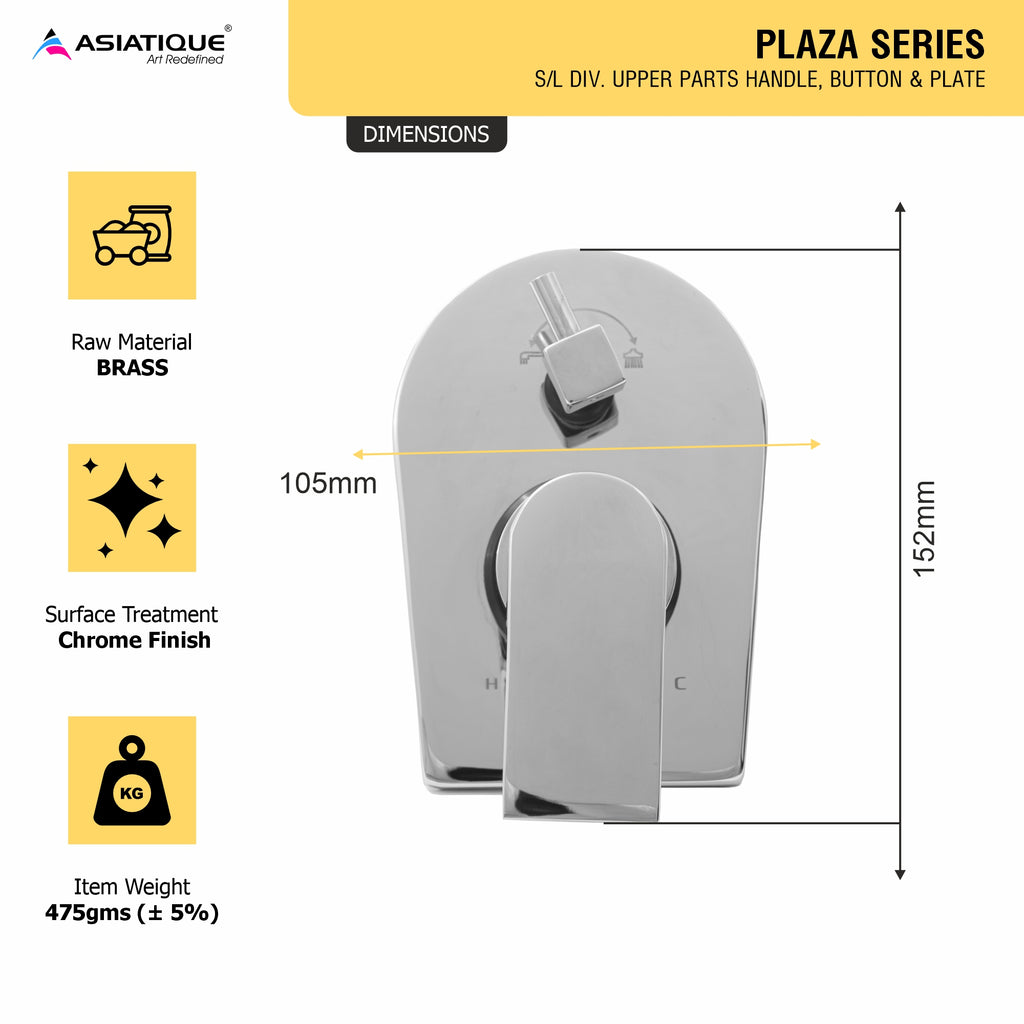 Asiatique S/L Div. Upper Parts Handle, Button & Plate (PL-024), Plaza Series Bathroom Faucets & Mixers | Premium Brass Tap Collection