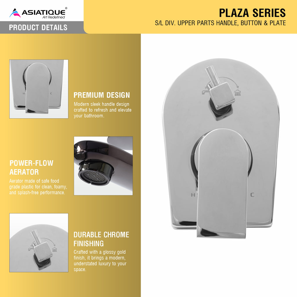 Asiatique S/L Div. Upper Parts Handle, Button & Plate (PL-024), Plaza Series Bathroom Faucets & Mixers | Premium Brass Tap Collection