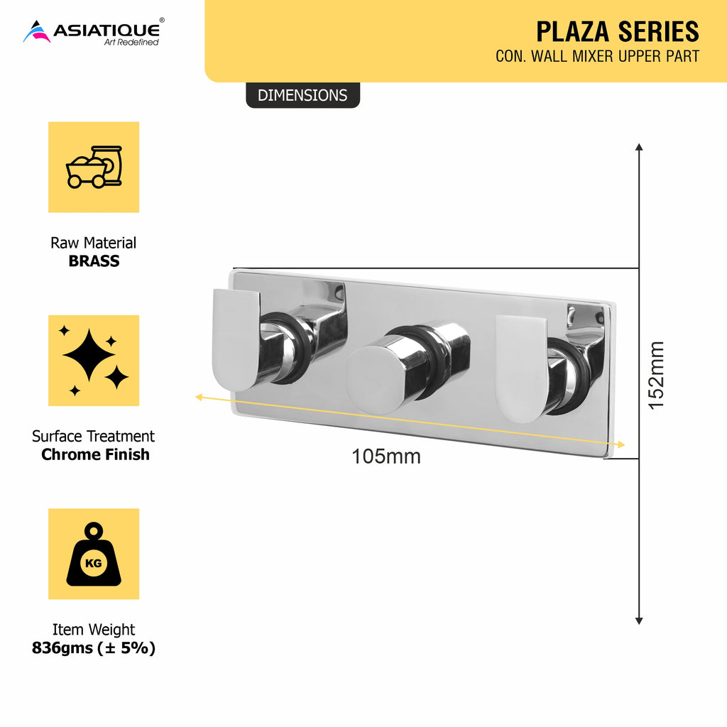 Asiatique Con. Wall Mixer Upper Part (PL-029U), Plaza Series Bathroom Faucets & Mixers | Premium Brass Tap Collection