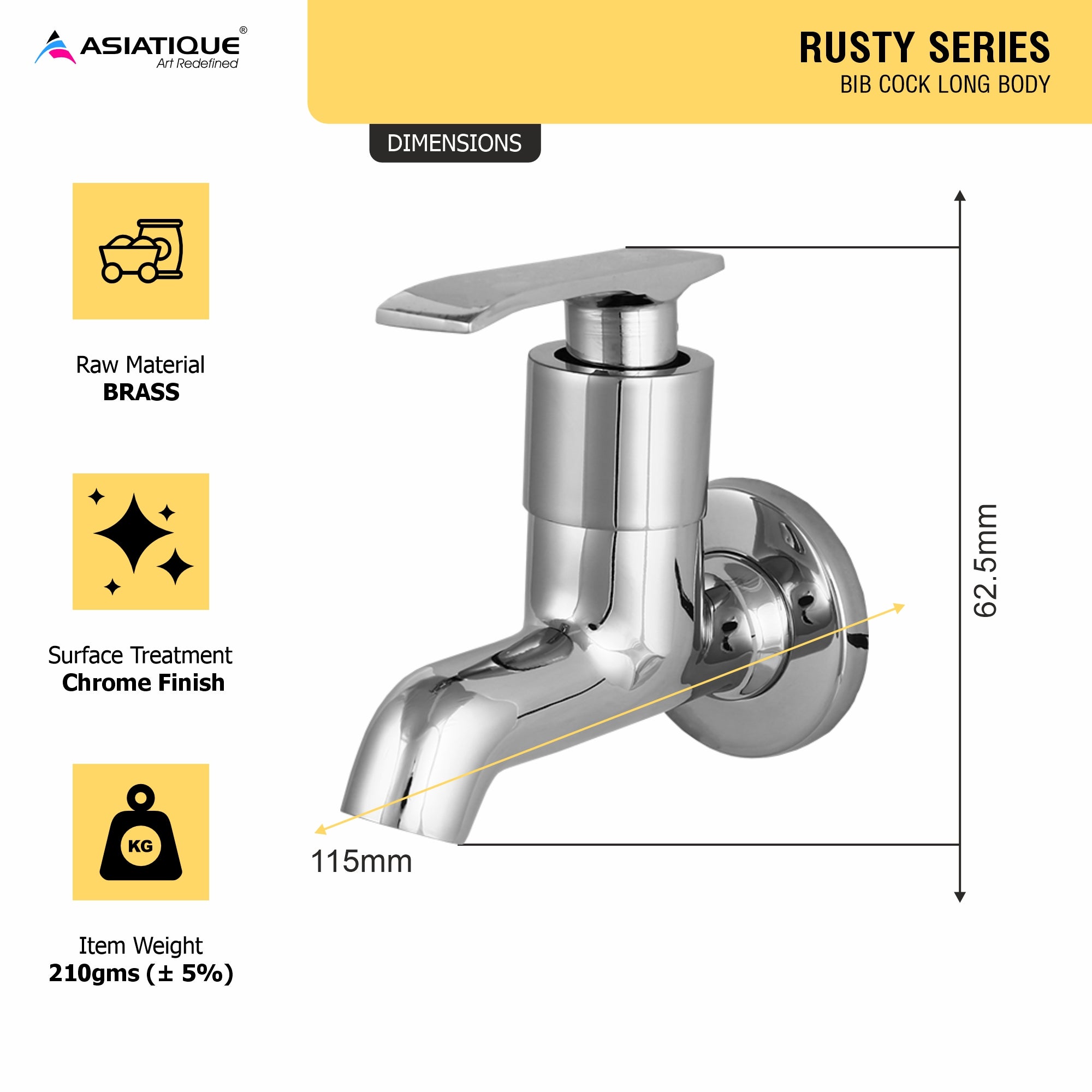 Asiatique Bib Cock Long Body (R-004), Rusty Series Premium Faucets & Mixers