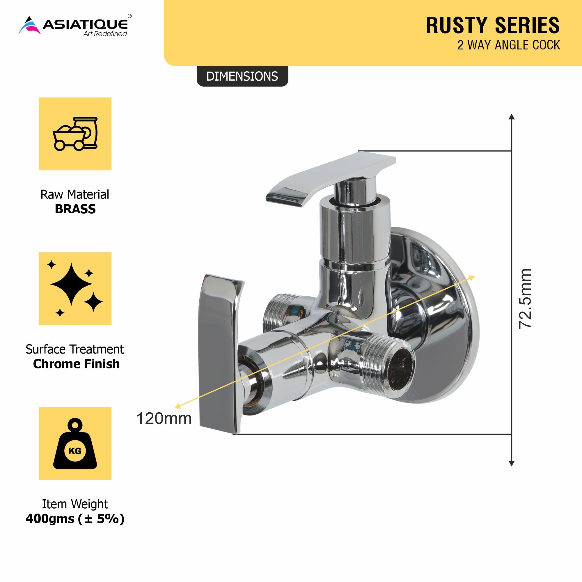 Asiatique 2 Way Angle Cock (R-005TW), Rusty Series Premium Faucets & Mixers