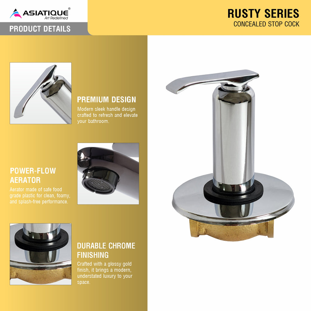 Asiatique Conceald Stop Cock 15mm (R-006), Rusty Series Premium Faucets & Mixers