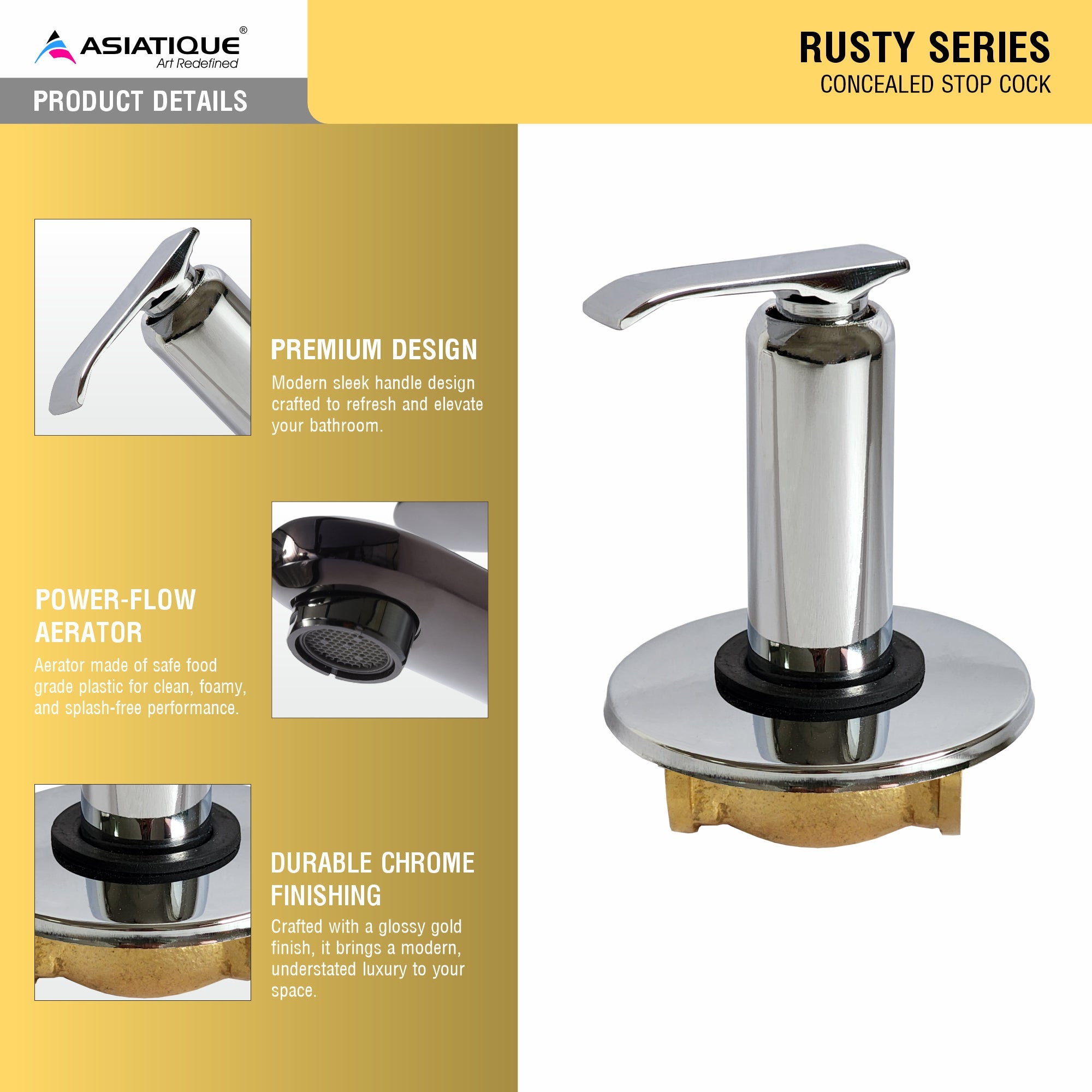 Asiatique Conceald Stop Cock 15mm (R-006), Rusty Series Premium Faucets & Mixers