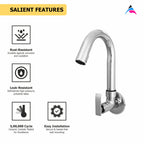 Asiatique Sink Cock With Swivel 'J' Spout Wall Mounted  (R-008), Rusty Series Premium Faucets & Mixers