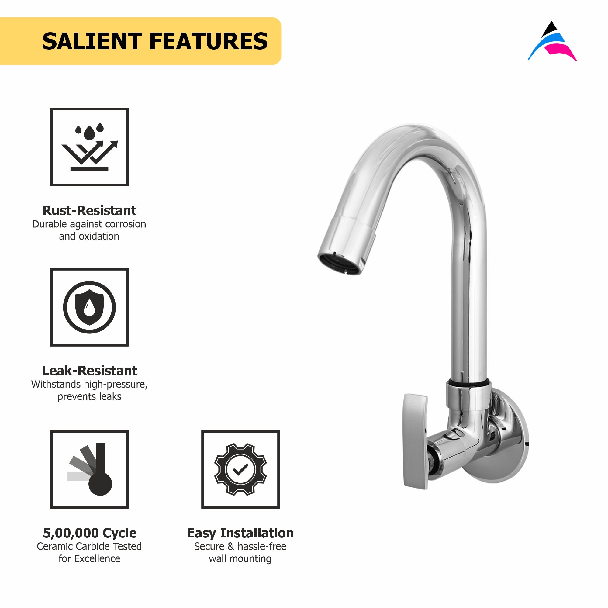 Asiatique Sink Cock With Swivel 'J' Spout Wall Mounted  (R-008), Rusty Series Premium Faucets & Mixers
