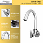 Asiatique Sink Cock With Swivel 'J' Spout Wall Mounted  (R-008), Rusty Series Premium Faucets & Mixers