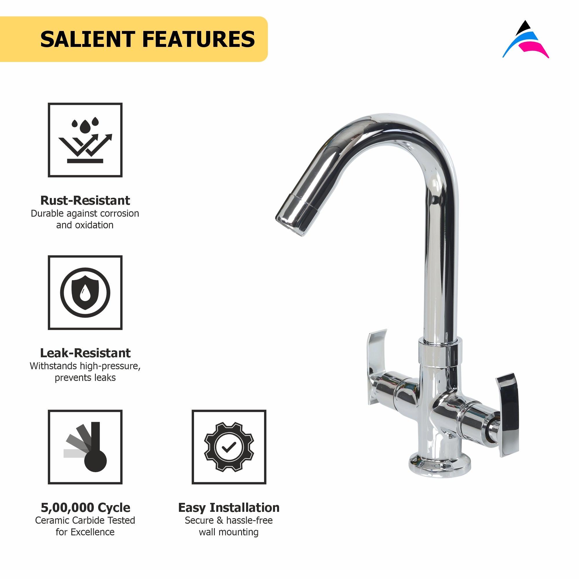 AsiatiqueSink C/H Basin Mixer 'J' Spout  (R-011), Rusty Series Premium Faucets & Mixers