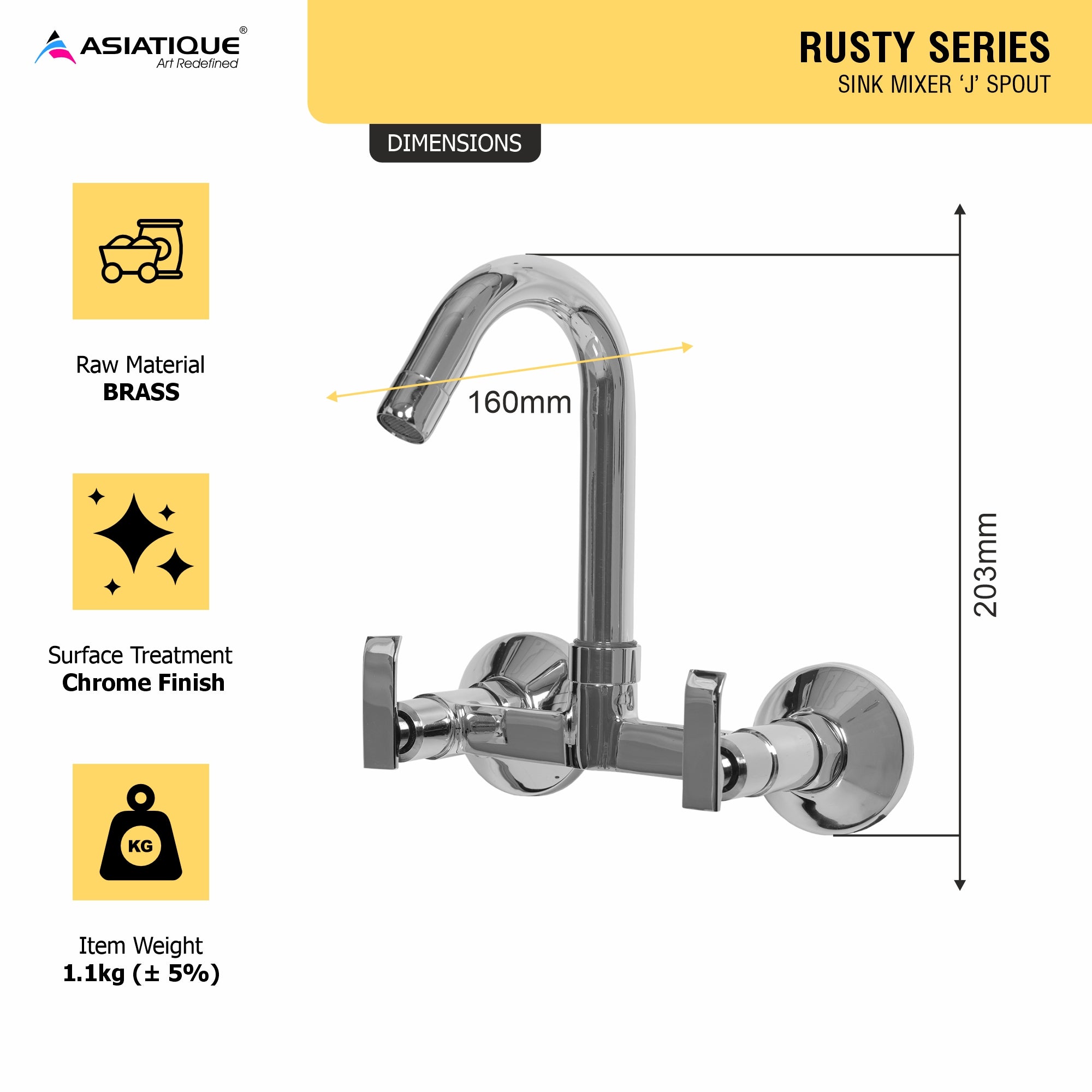Asiatique Sink Mixer 'J' Spout  (R-013), Rusty Series Premium Faucets & Mixers
